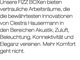Unsere FIZZ BOXen bieten vertrauliche Arbeitsr ume, die die bew hrtesten Innovationen von Clestra Hausermann in den B...
