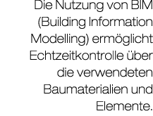Die Nutzung von BIM (Building Information Modelling) erm glicht Echtzeitkontrolle ber die verwendeten Baumaterialien...