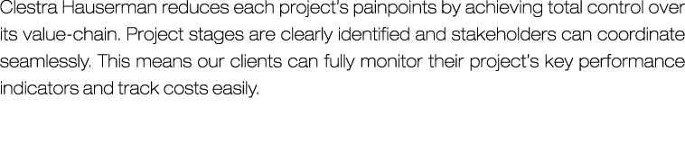 Clestra Hauserman reduces each project’s painpoints by achieving total control over its value-chain. Project stages a...